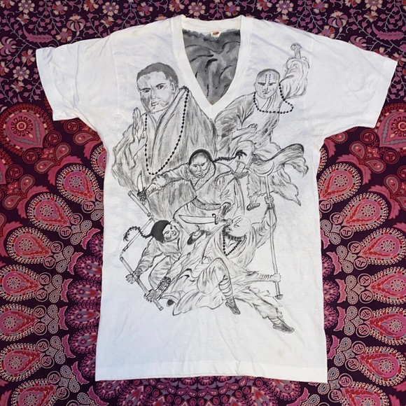 Vintage 80s Hand Drawn Kung-Fu legends T-shirt. Size L. See measurements. 19x30 - Picture 1 of 16